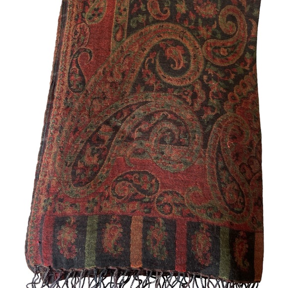 Multicoloured Embroidered Self Print Border - 70*180 - 100% Silk - Picture 3 of 6